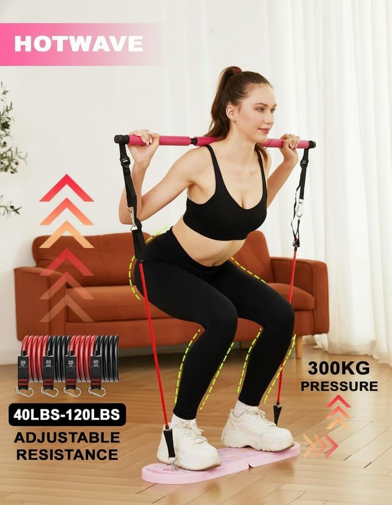 Hot Wave Portable Exercise Equipment with 16 Gym Accessories,20 in 1 Push Up Board Fitness,Resistance Bands with Ab Roller Wheel,at Home Workout for Men - Image 4